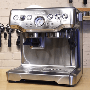 Breville Barista Express BES870XL product view showing the external controls and preparation area