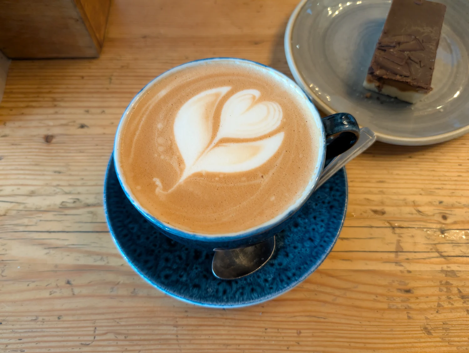 Decaf latte served at Trading Post Coffee Roasters in Brighton