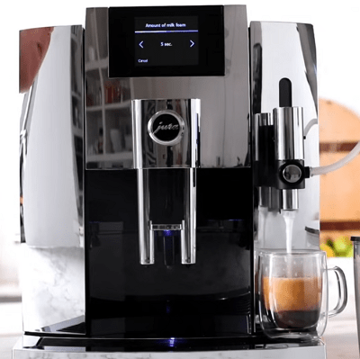 Jura E8 superautomatic with P.A.G.2 grinder and one-touch milk cleaning
