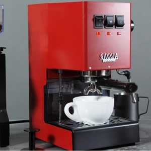 Gaggia Classic GT dual-boiler with dual PID, pre-infusion, external OPV, and TFT display.
