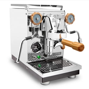 Profitec Pro 400 compact heat-exchanger espresso machine with dual gauge and E61-class group.