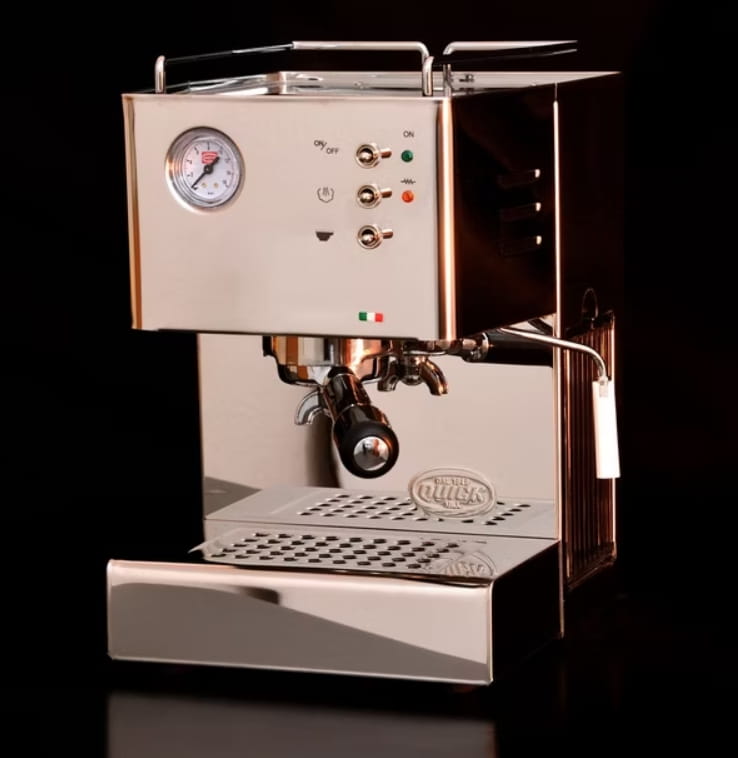Quick Mill Orione 3000 — compact stainless thermoblock with 58 mm group and front pump gauge.