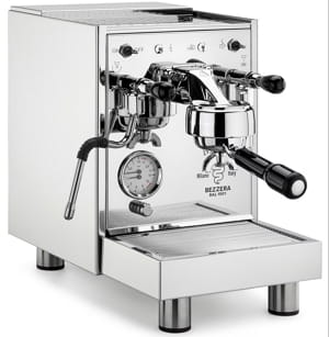 Bezzera BZ10 compact HX with electrically heated BZ group and dual manometer.