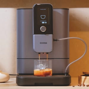 Nivona CafeRomatica 8 Series super-automatic with OneTouch SPUMATORE DUOplus and Aroma Balance profiles.